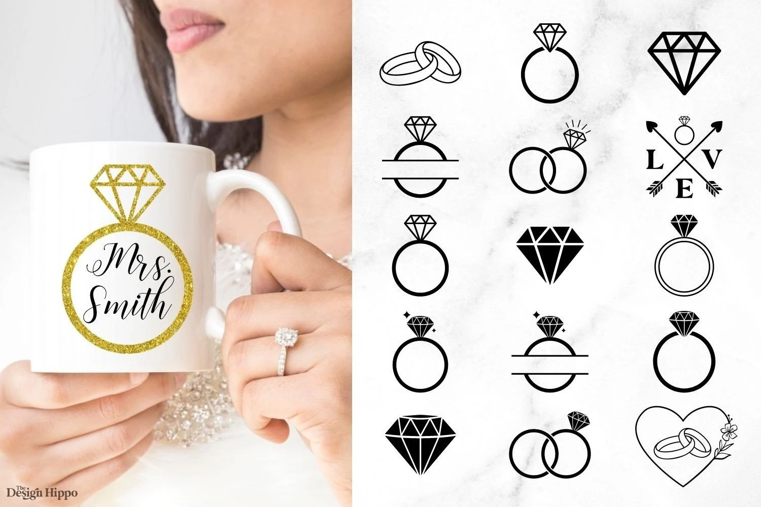 Wedding Ring SVG | Diamond Ring Bundle featuring diamond rings and diamonds