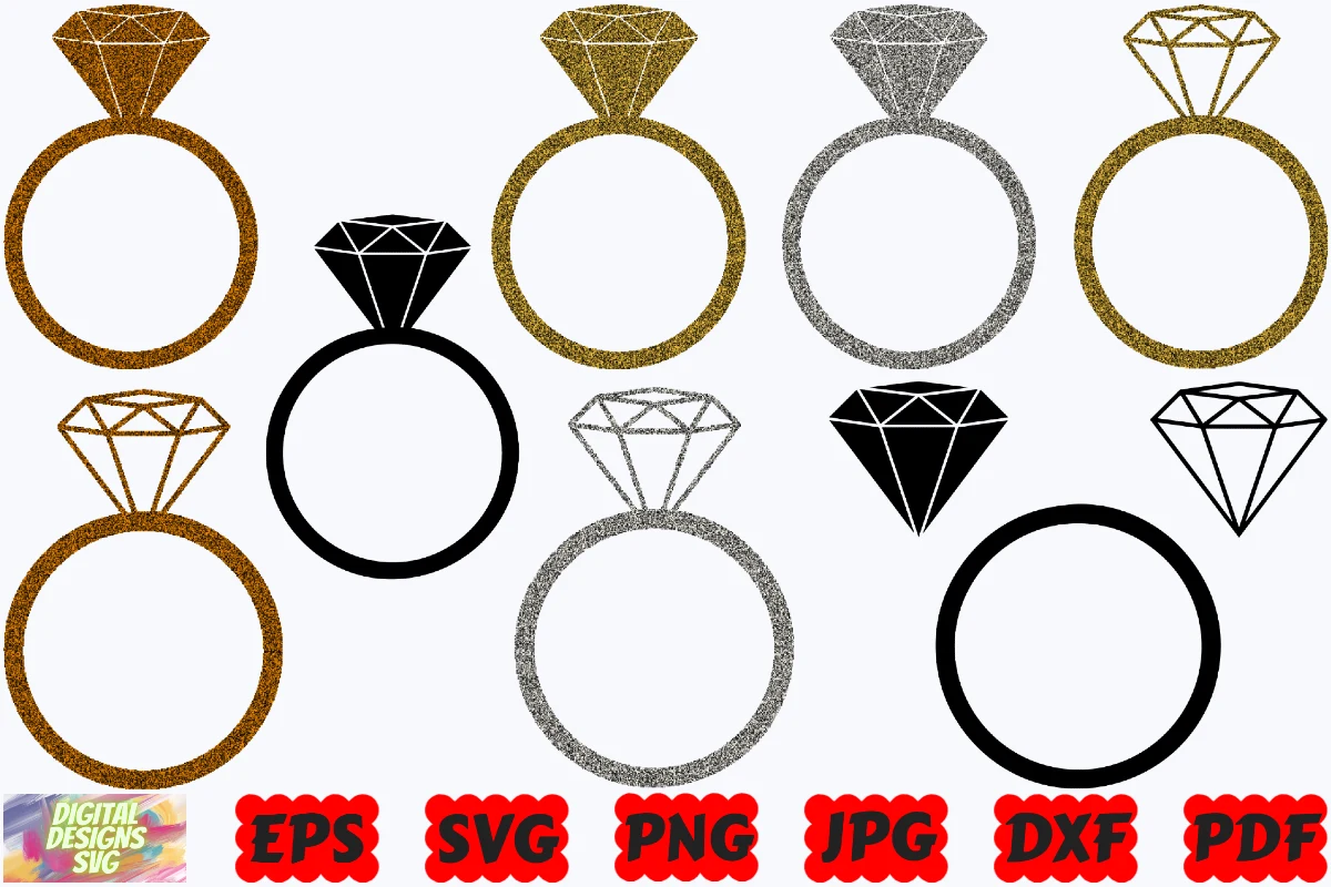 Wedding Ring SVG | Diamond Ring SVG |PNG featuring diamond ring and diamond gemstone