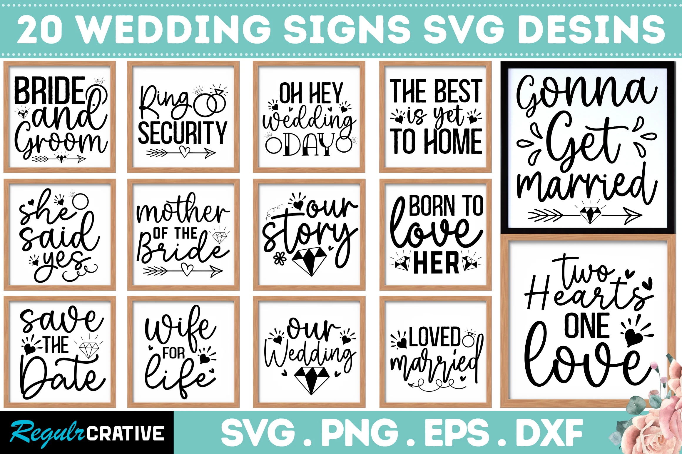 Wedding Sign SVG Bundle,Wedding Svg preview showing SVG design with silhouette