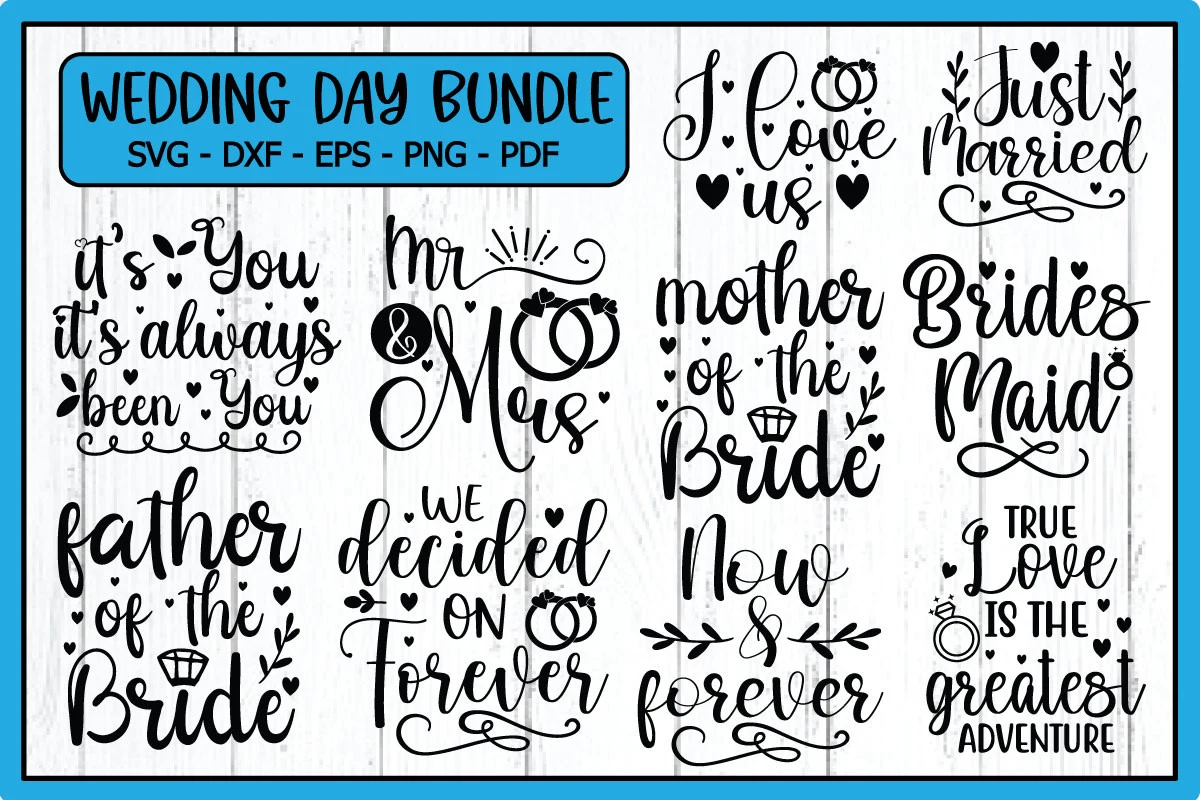 Wedding Svg Quotes Bundle, Mr & Mrs Svg featuring wedding rings and diamonds