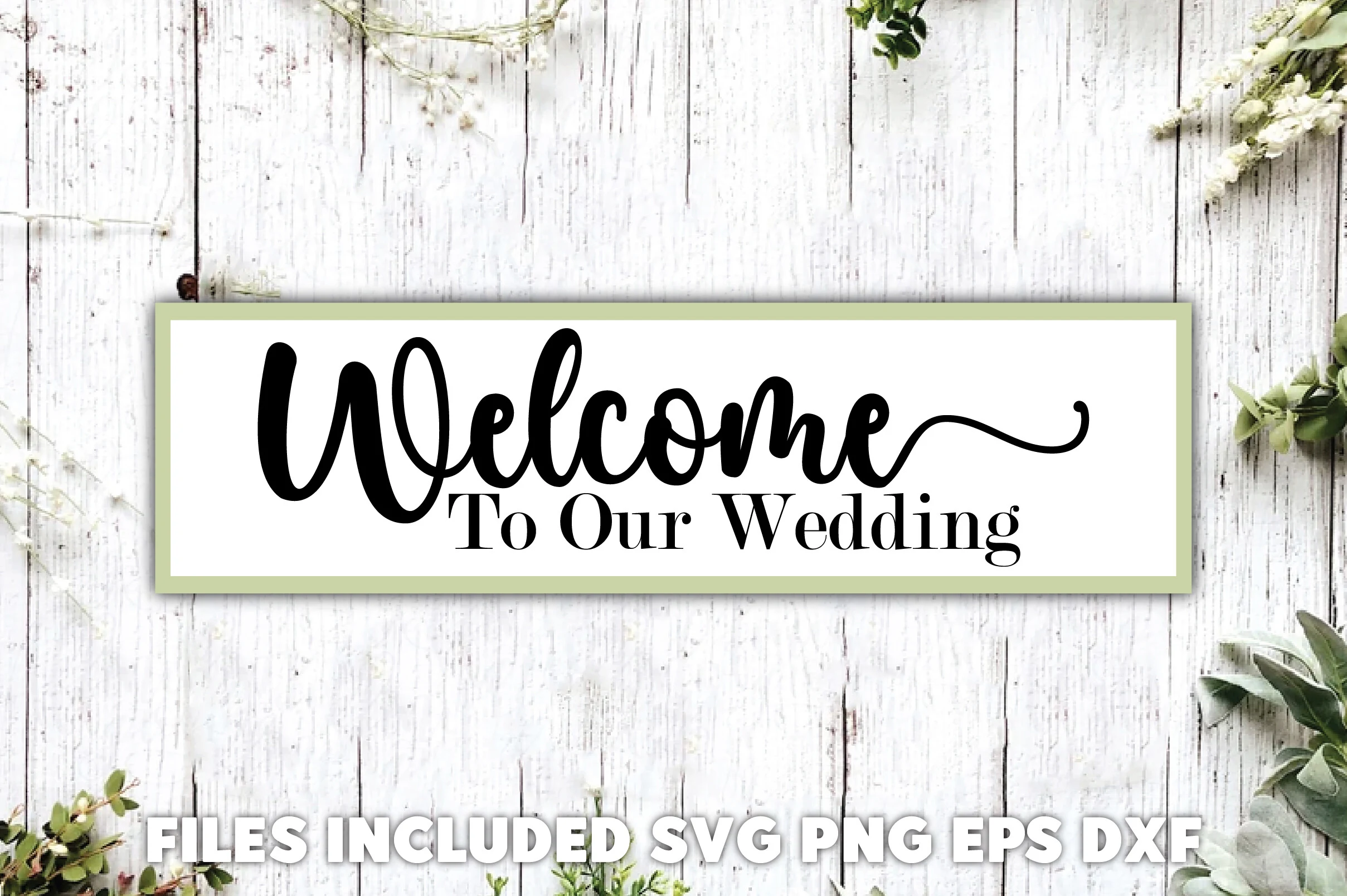 Welcome to Our Wedding Sign SVG Designs featuring text and calligraphic script