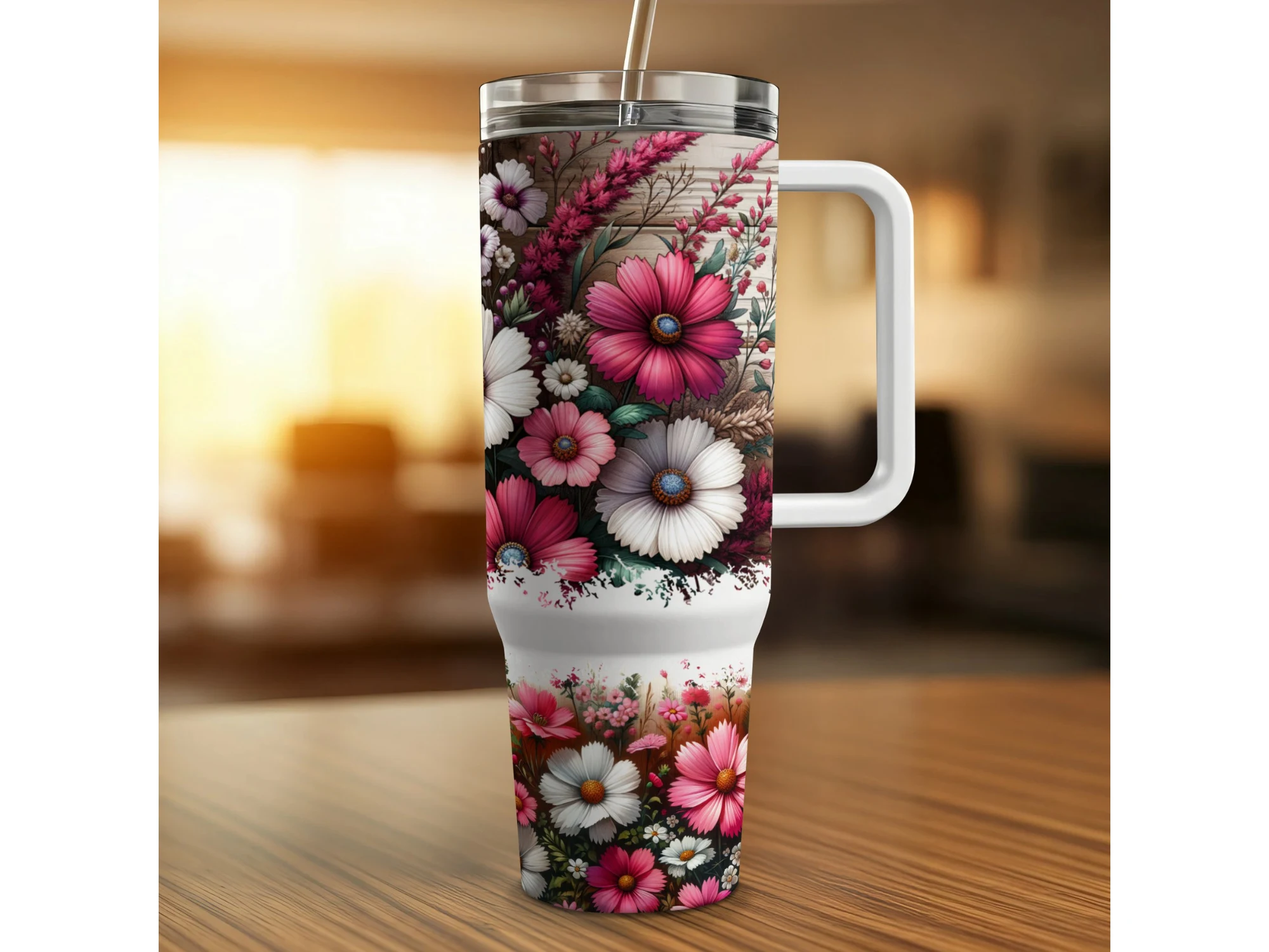 Western Flower 40oz Tumbler Wrap featuring flowers and wildflowers