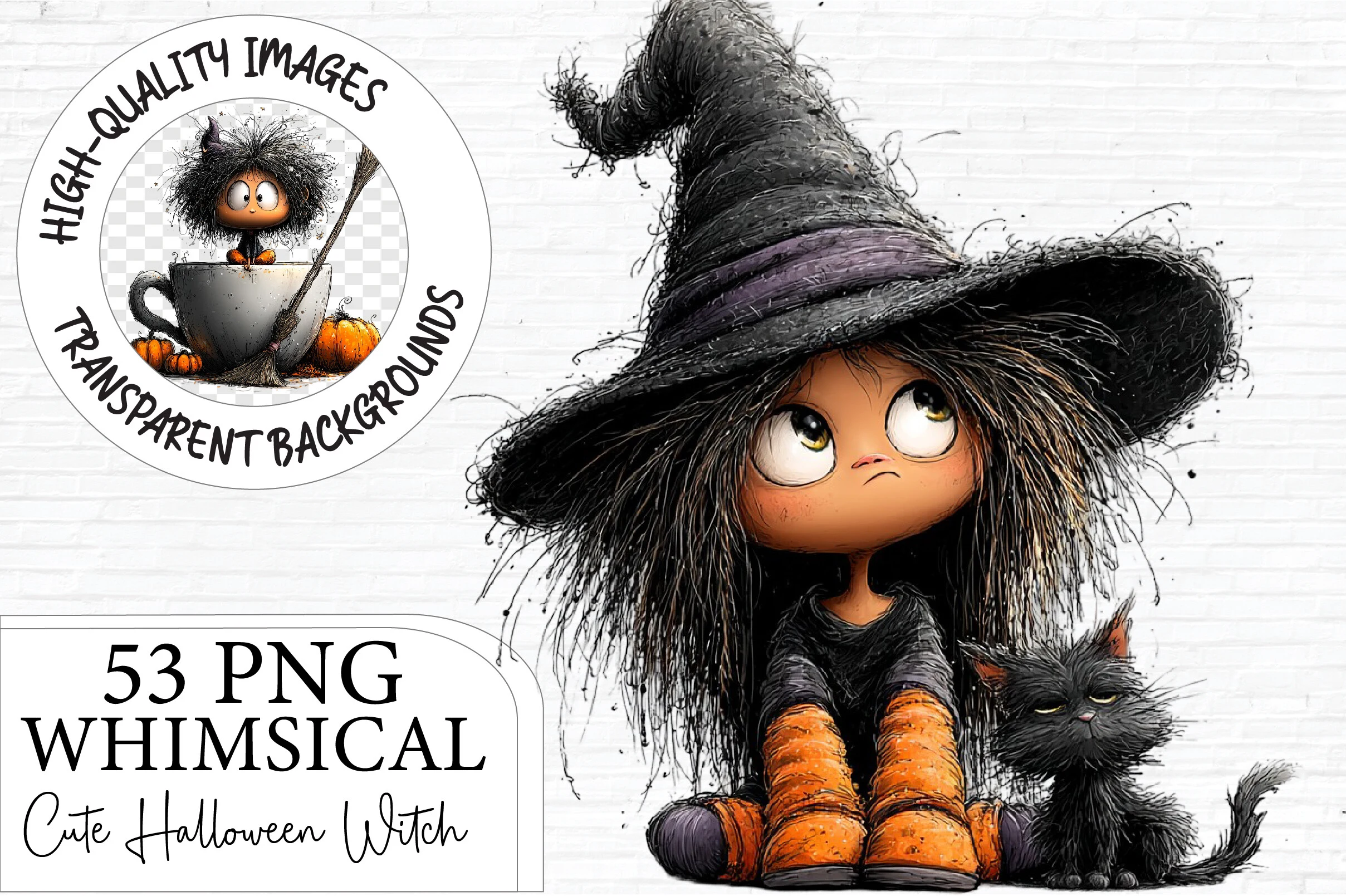 Whimsical Cute Halloween Witch Clipart clipart design preview