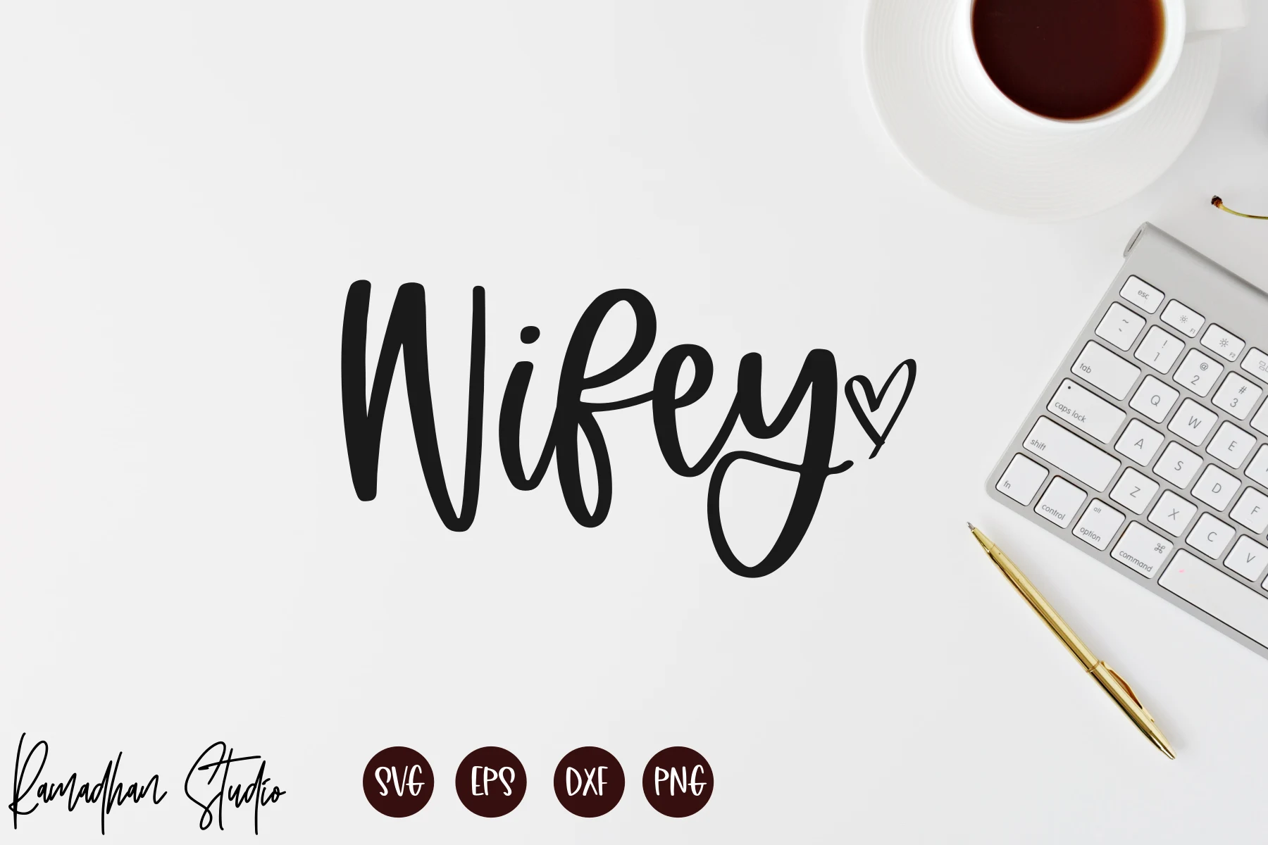 Wifey Svg, Bride Svg, Just Married Svg featuring word and heart