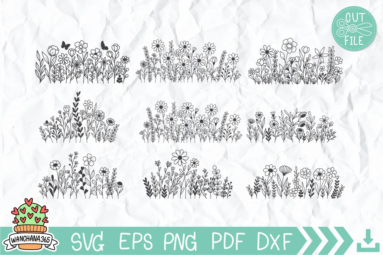 Wildflower Svg Bundle featuring wildflowers and meadow plants