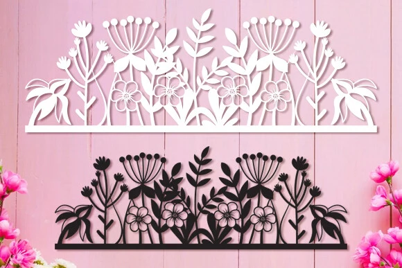 Wildflowers Laser Cut Wall Art Svg featuring flowers and foliage