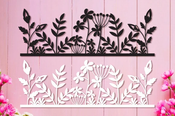 Wildflowers Laser Cut Wall Art Svg featuring wildflowers and botanical stems