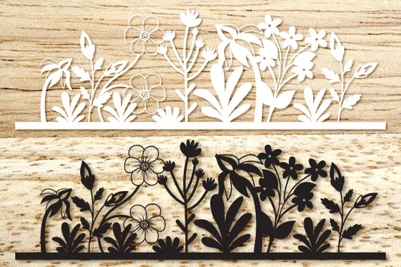 Wildflowers Laser Cut Wall Art Svg featuring wildflowers and foliage