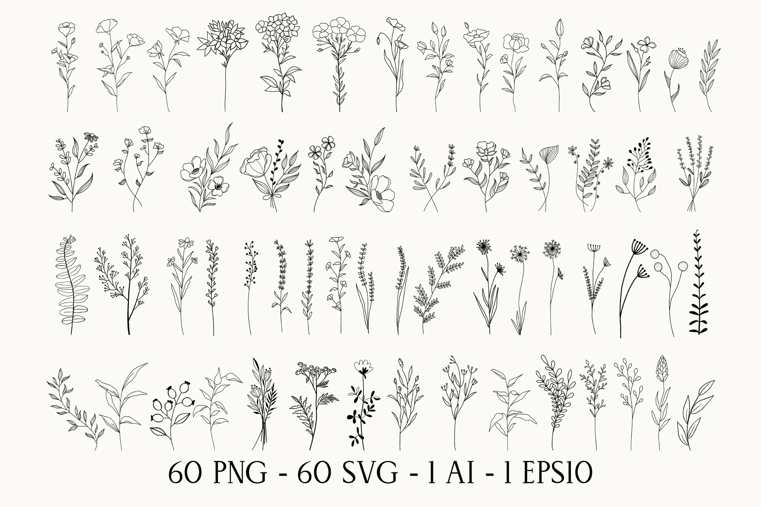 Wildflowers Svg Bundle featuring wildflowers and botanicals