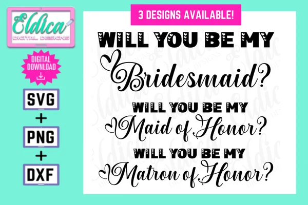 Will You Be My Bridesmaid SVG featuring wedding titles and bridal party roles