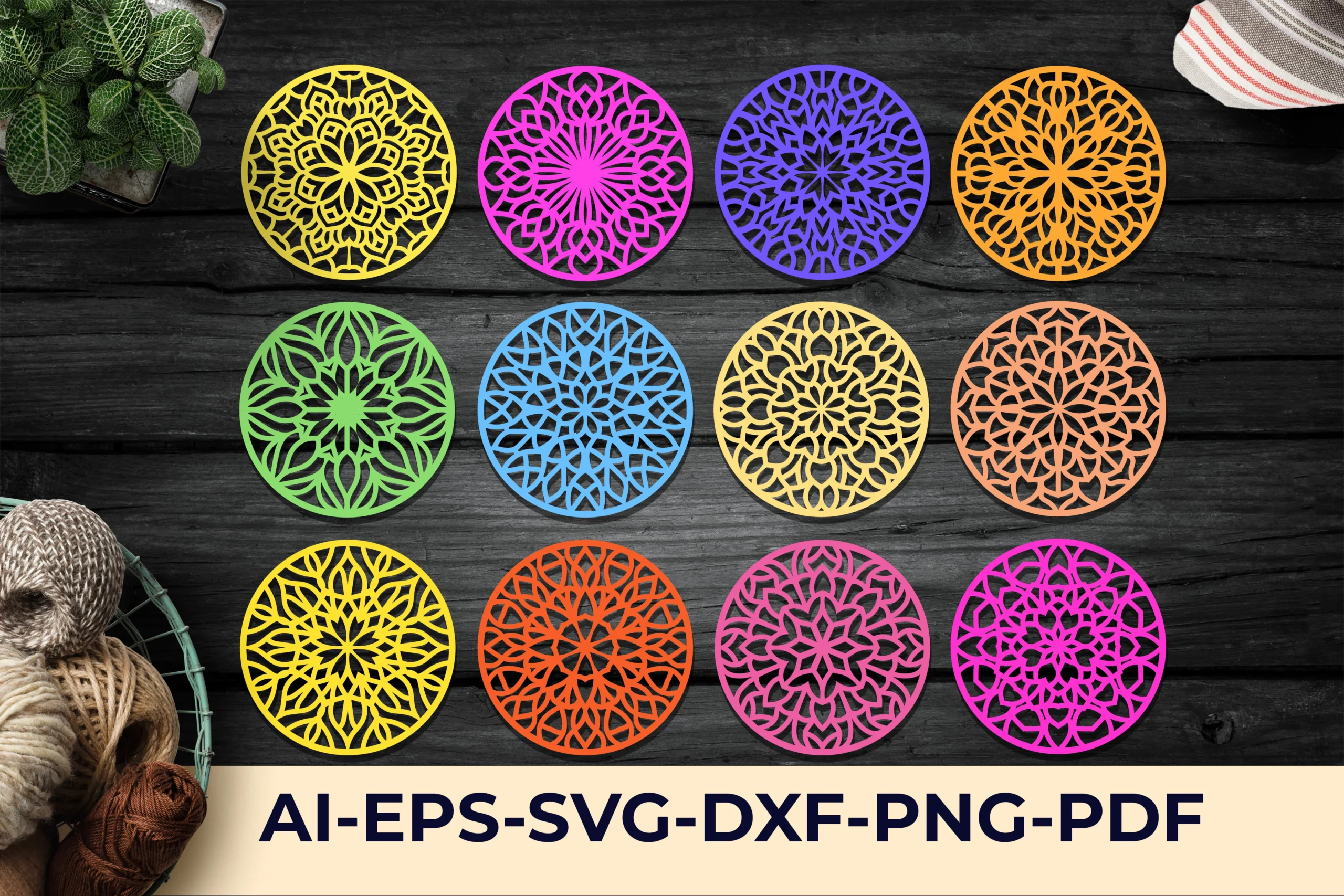 Wooden Drink Coasters Svg Laser Cut laser-cut design preview