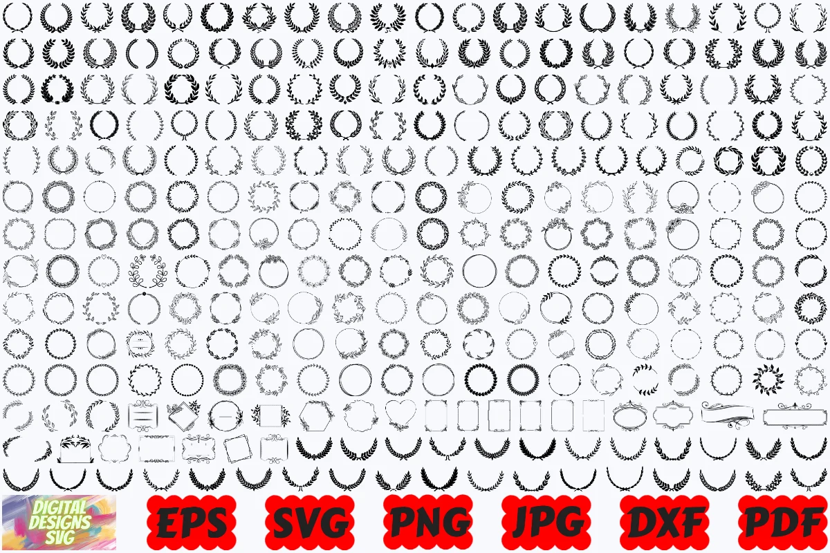 Wreath SVG | Floral Wreath SVG | Wedding featuring laurel wreaths and floral circles