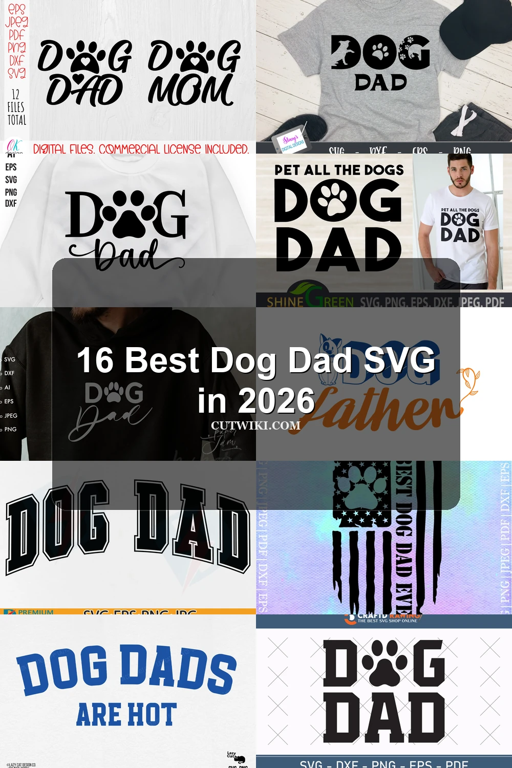16 Best Dog Dad SVG in 2026 article preview collage featuring 10 design examples.