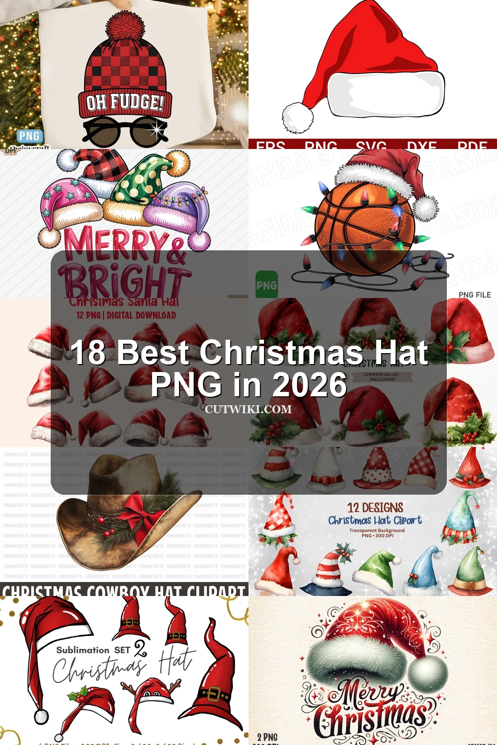 18 Best Christmas Hat PNG in 2026 article preview collage featuring 10 design examples.
