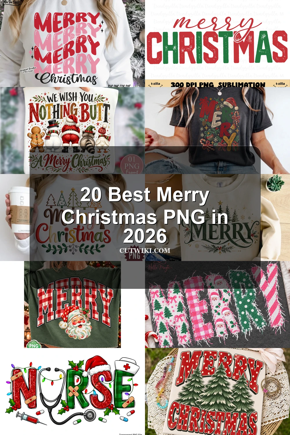 20 Best Merry Christmas PNG in 2026 article preview collage featuring 10 design examples.