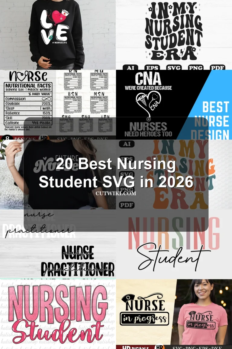 20 Best Nursing Student SVG in 2026 article preview collage featuring 10 design examples.