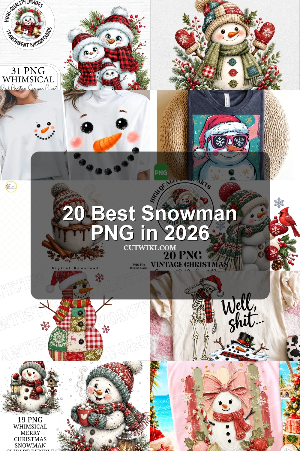 20 Best Snowman PNG in 2026 article preview collage featuring 10 design examples.