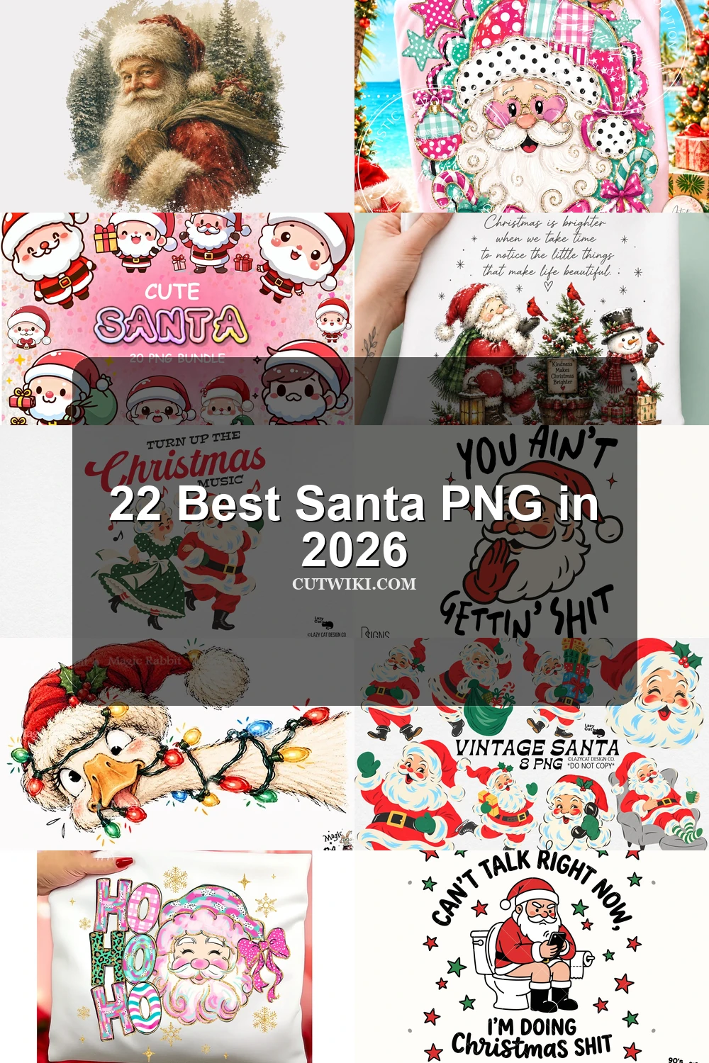 22 Best Santa PNG in 2026 article preview collage featuring 10 design examples.