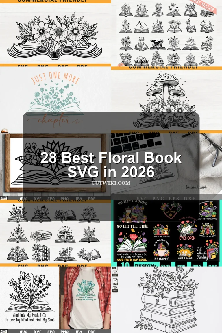 28 Best Floral Book SVG in 2026 article preview collage featuring 10 design examples.