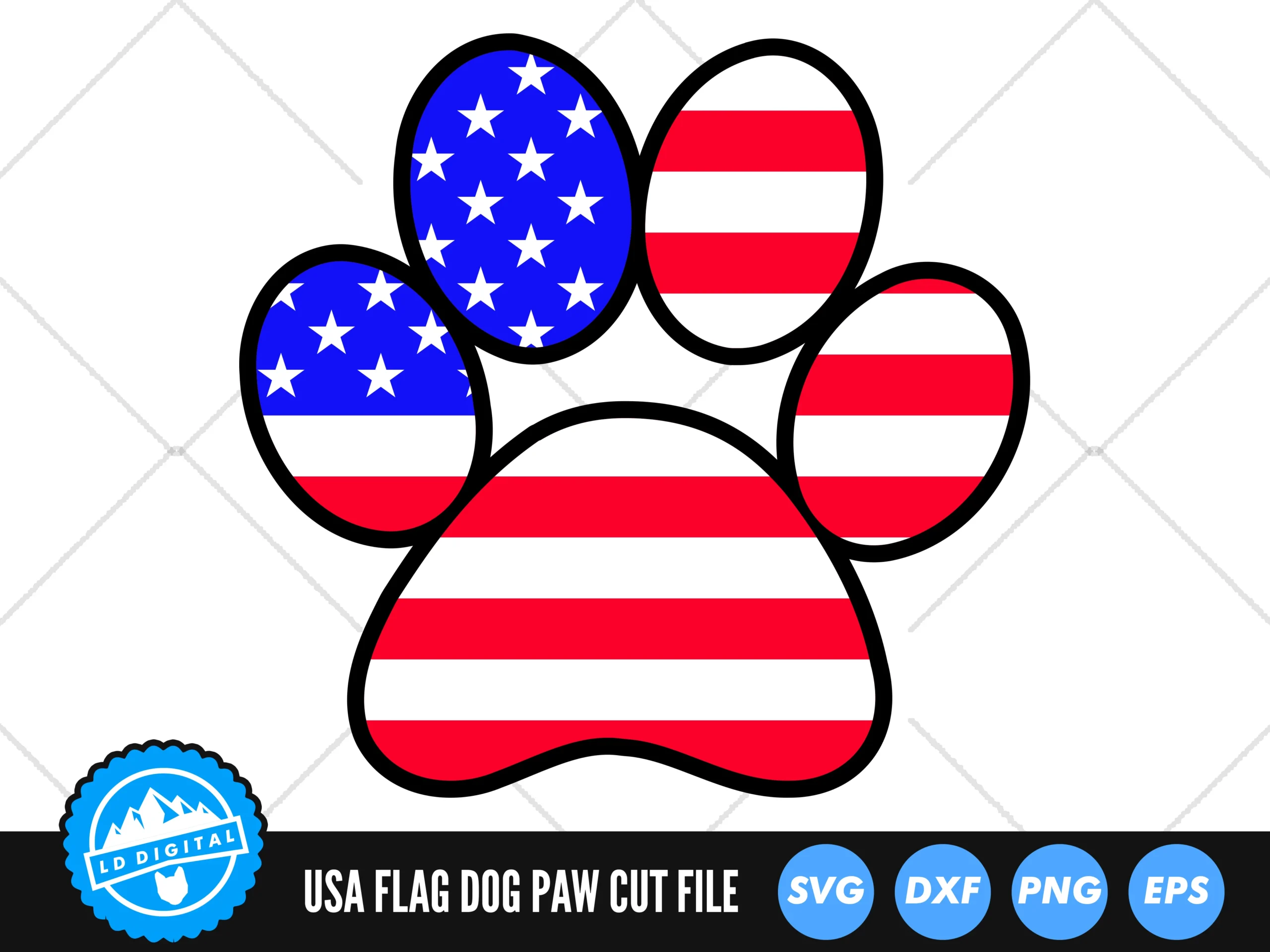 American Flag Paw Print SVG | July 4th featuring dog paw print and American flag pattern