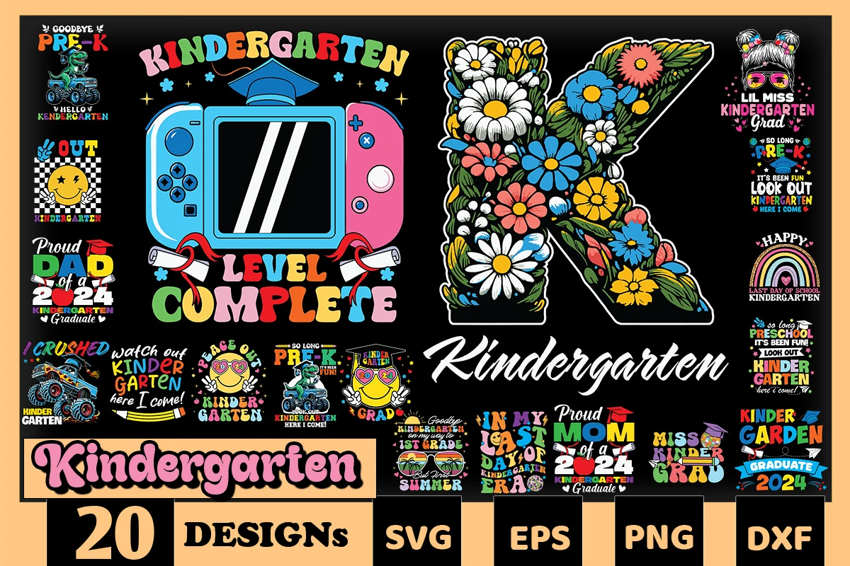 Back to School Kindergarten SVG Bundle SVG design preview