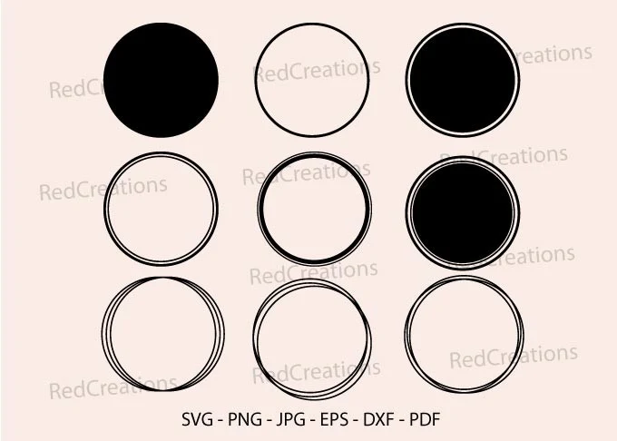Basic Shapes Circle Monogram Frame SVG featuring circles and solid circles