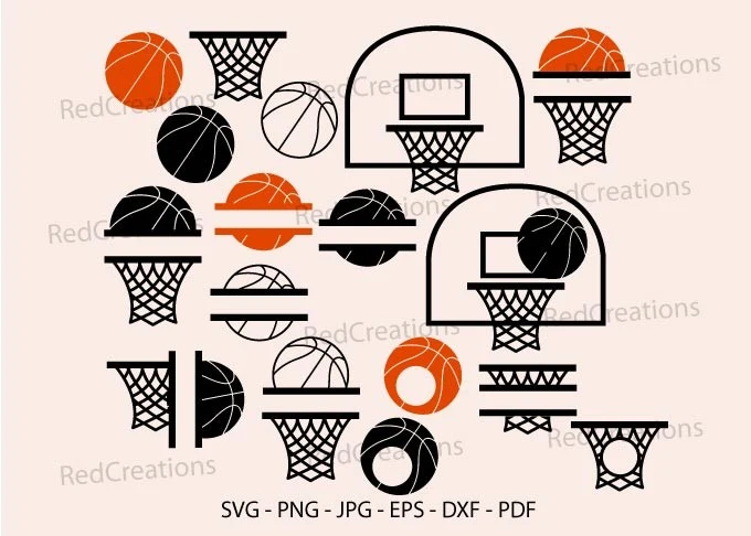 Basketball Bundle, Split Monogram Svg preview showing monogram design with silhouette