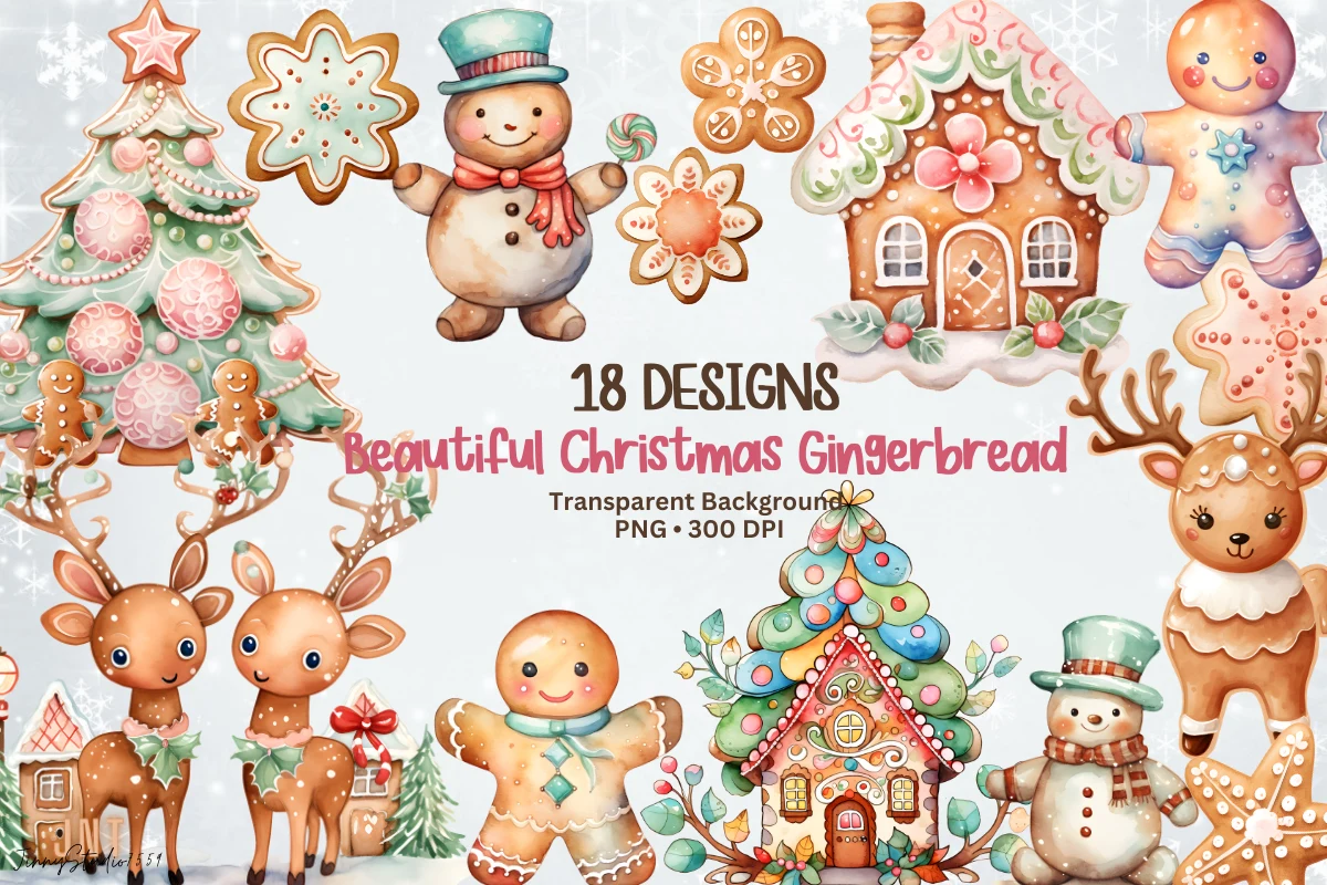 Beautiful Christmas Gingerbread Png clipart design preview