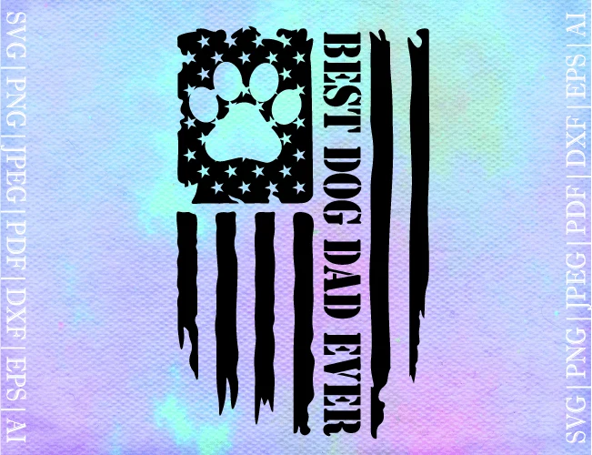 Best Dog Dad Ever SVG preview showing dogs with silhouette