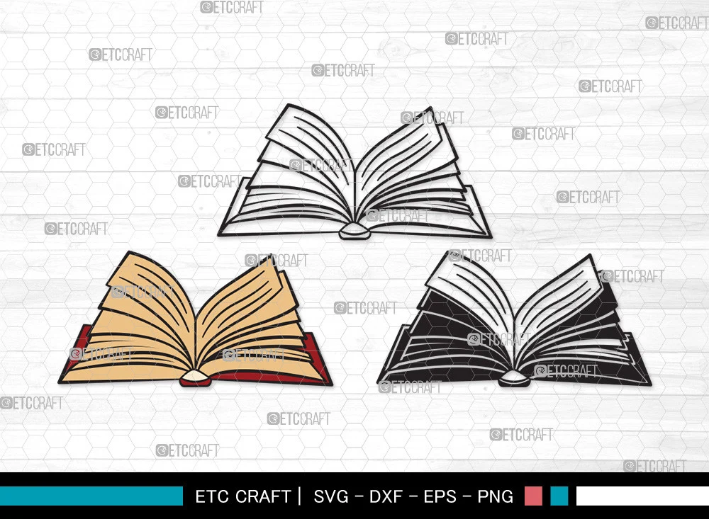 Book Clipart SVG | Book Club Svg featuring open book and line art
