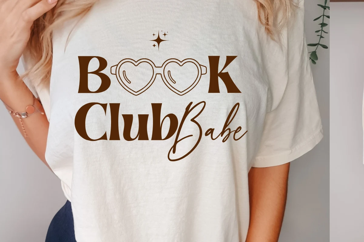 Book Club Babe Svg,Reading Svg,Bookish featuring heart-shaped glasses and sparkle icon