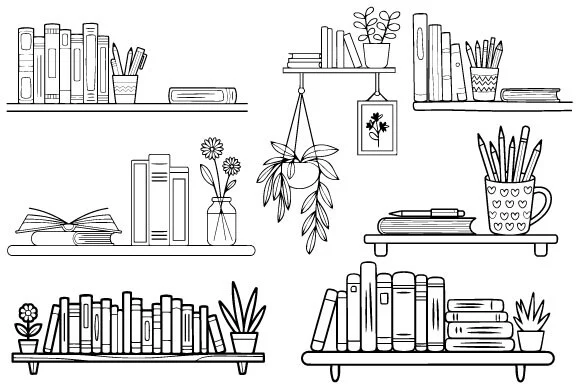Book Lover Bookshelf Literary Design SVG featuring bookshelves and books
