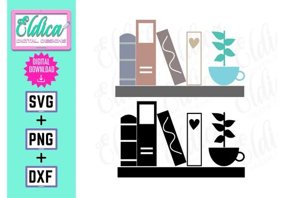 Book Shelf Svg featuring bookshelf and books