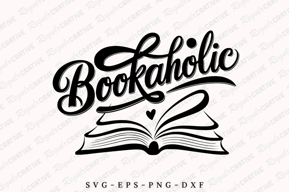 Bookaholic SVG Design, Reading SVG featuring book and open book