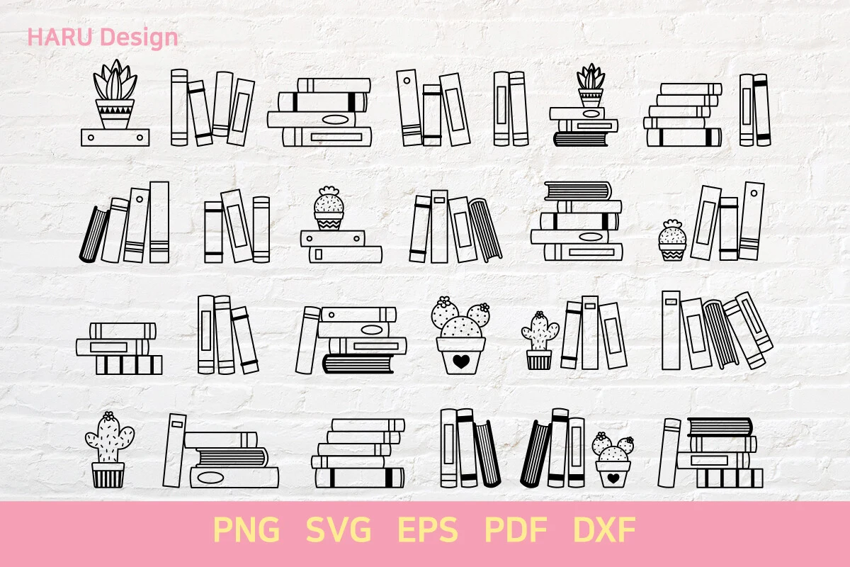 Bookshelf, Books featuring books and potted plants