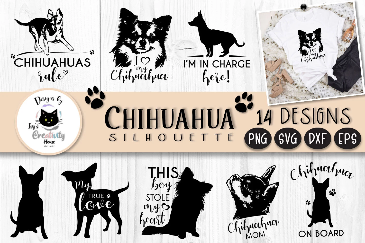 Chihuahua Dog Silhouette | Dog SVG Files featuring Chihuahua dog and silhouette