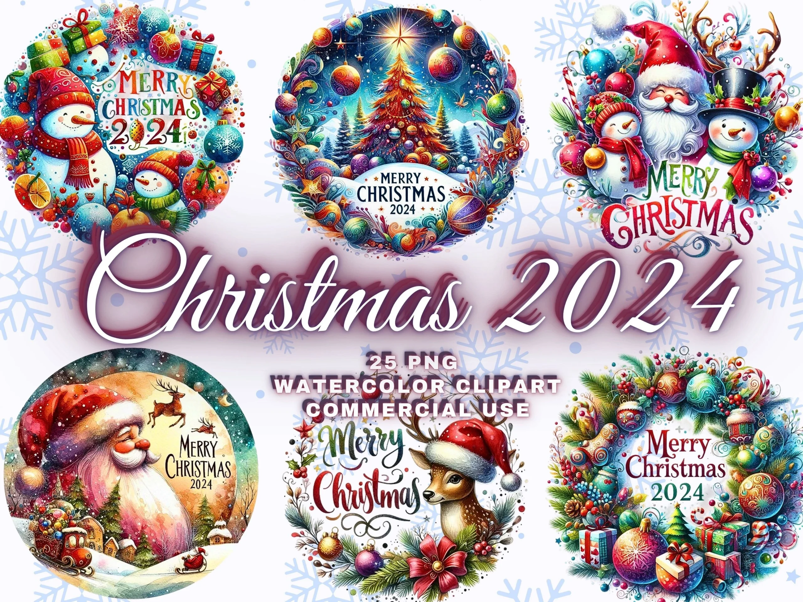 Christmas 2024 Christmas Ornaments Png preview showing Christmas motifs with composition