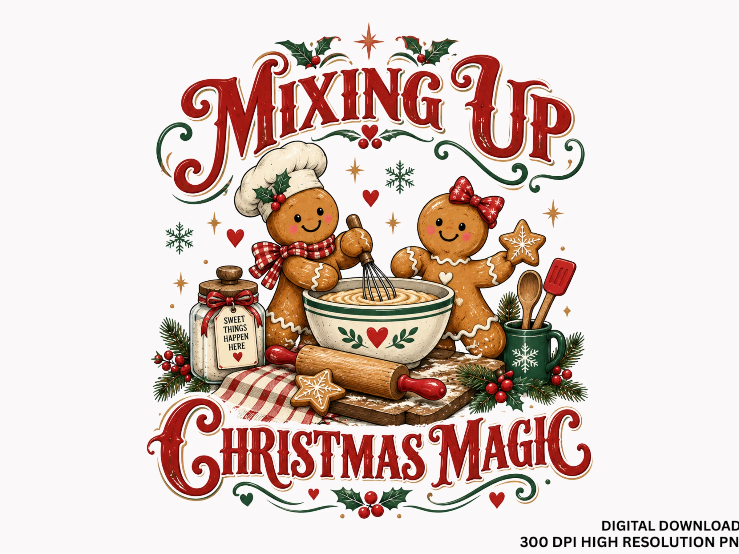 Christmas Baking Magic Gingerbread PNG clipart design preview