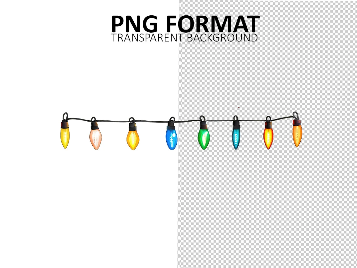Christmas Lights Clipart preview showing Christmas motifs with composition