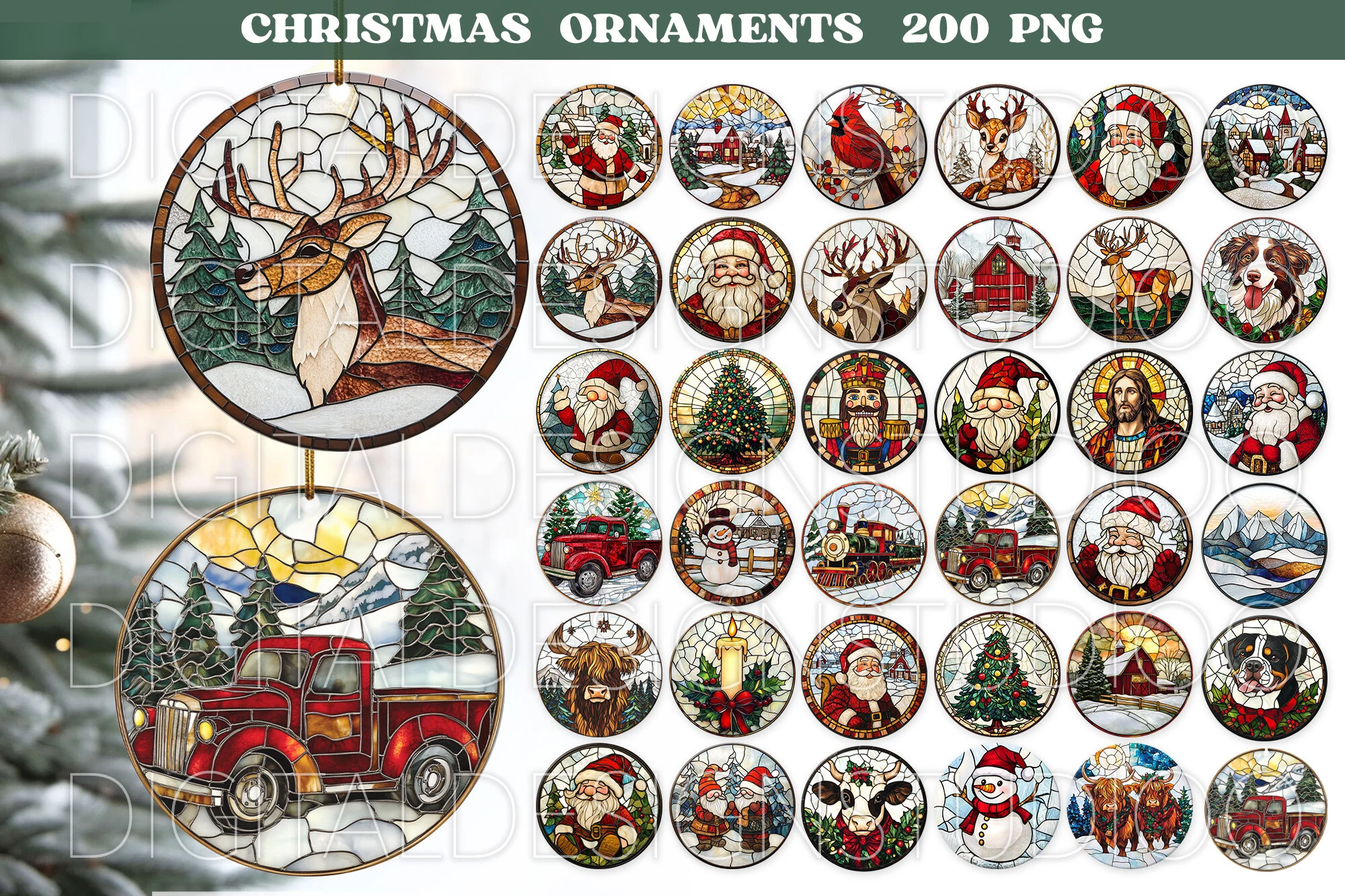 Christmas Ornament Png, Boho Christmas clipart design preview