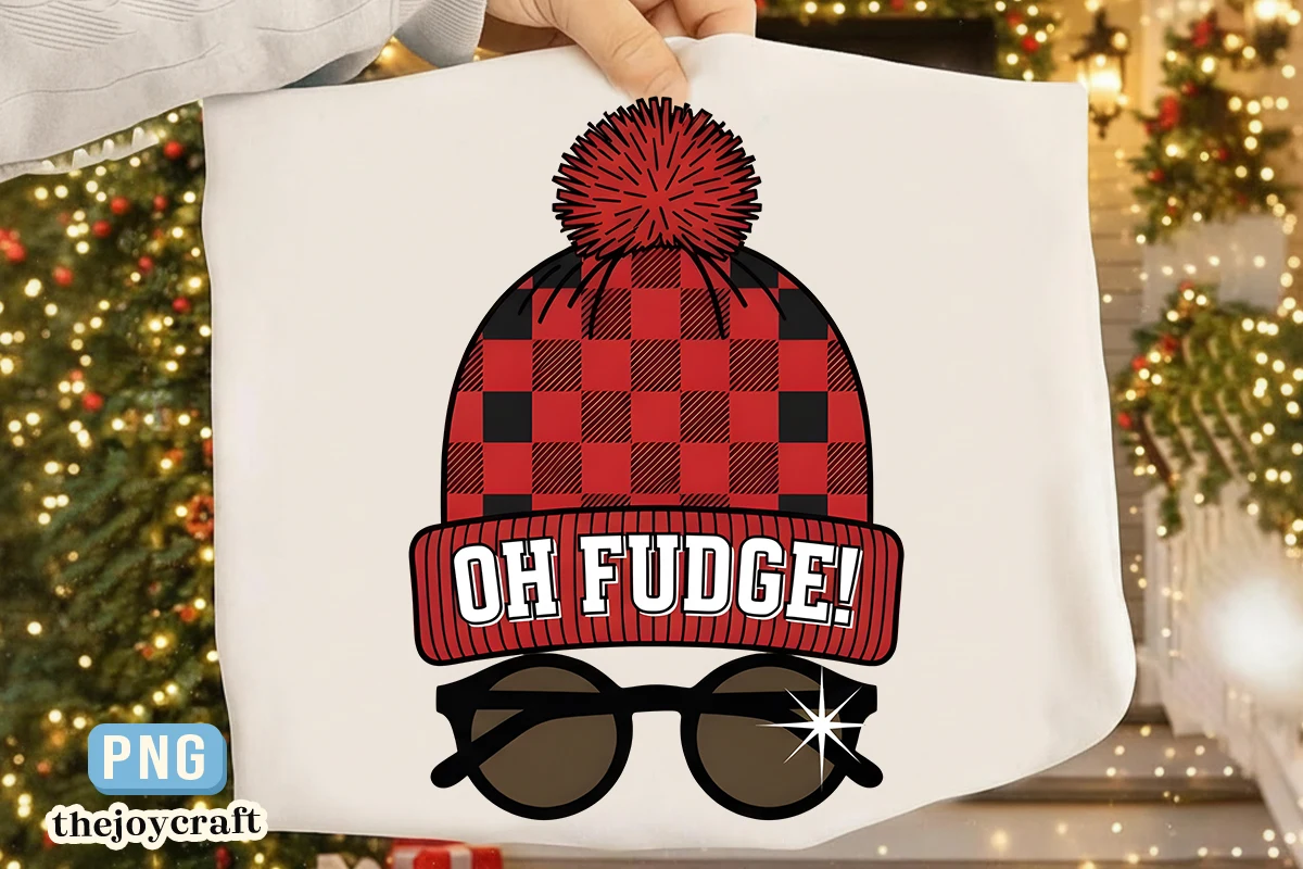 Christmas PNG, Oh Fudge PNG, Funny Chris preview showing Christmas motifs with composition