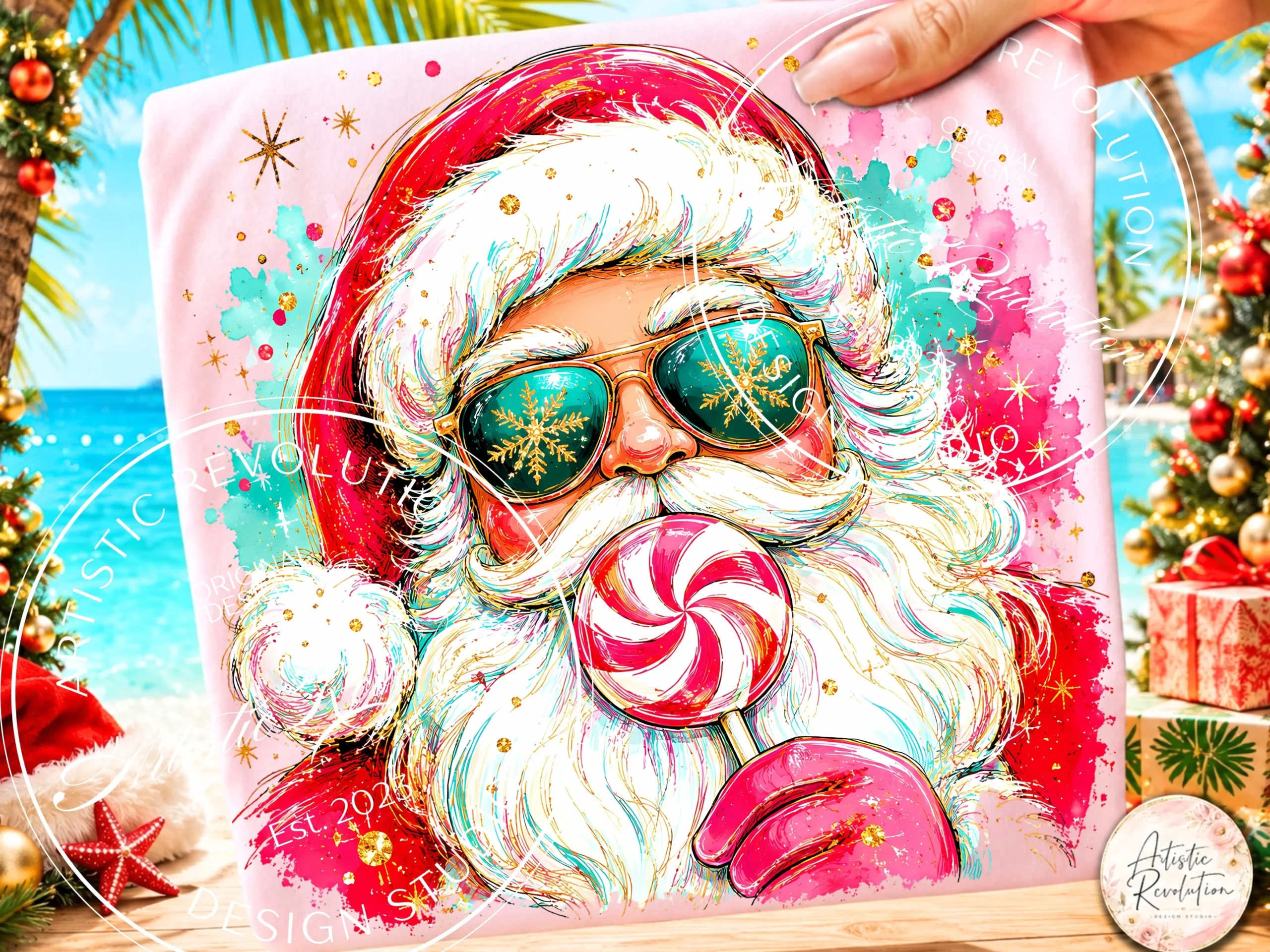 Christmas Santa PNG Retro Santa Claus preview showing Christmas motifs with period-inspired styling