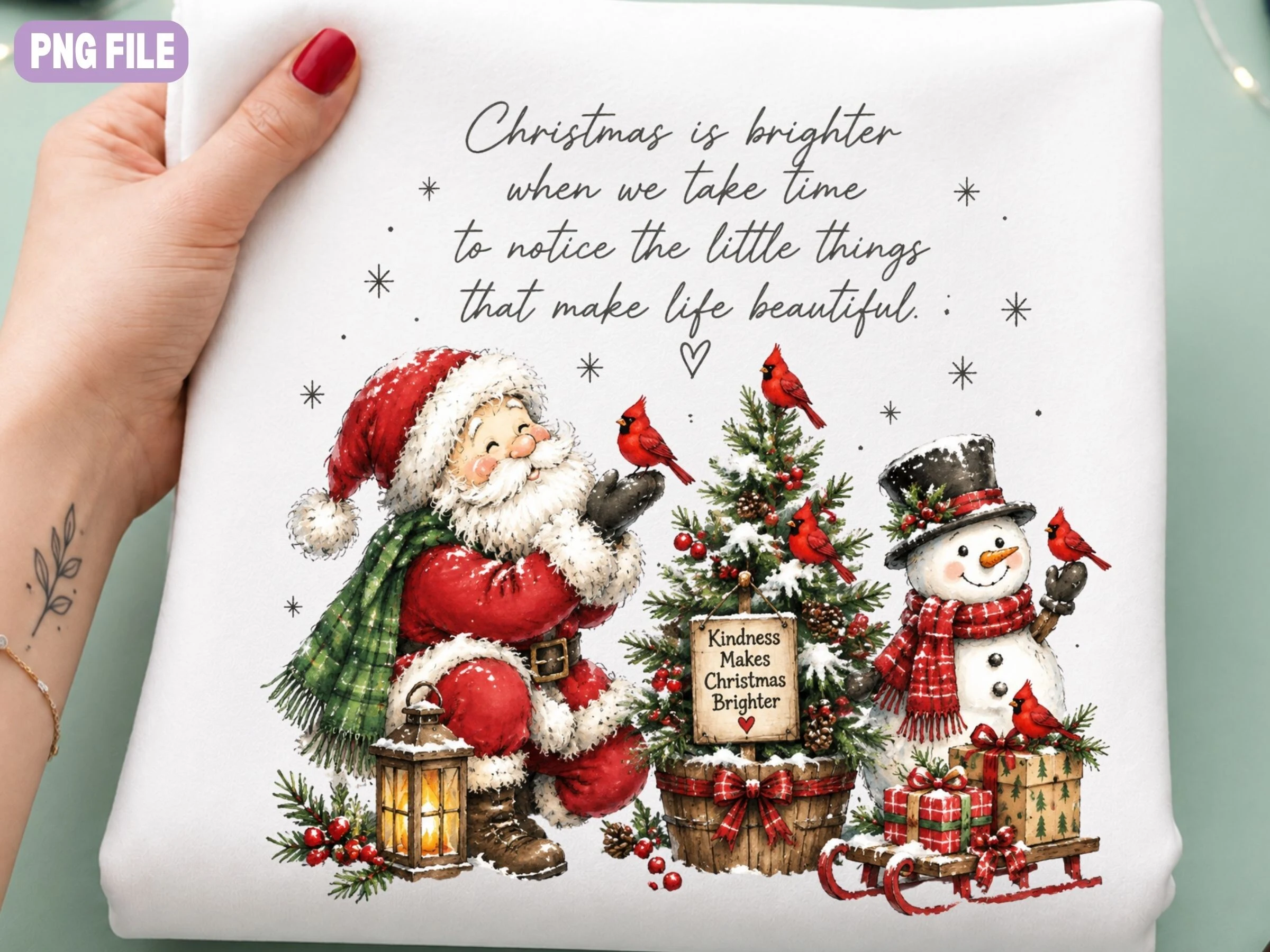 Christmas Santa PNG, Snowman Christmas preview showing Christmas motifs with composition