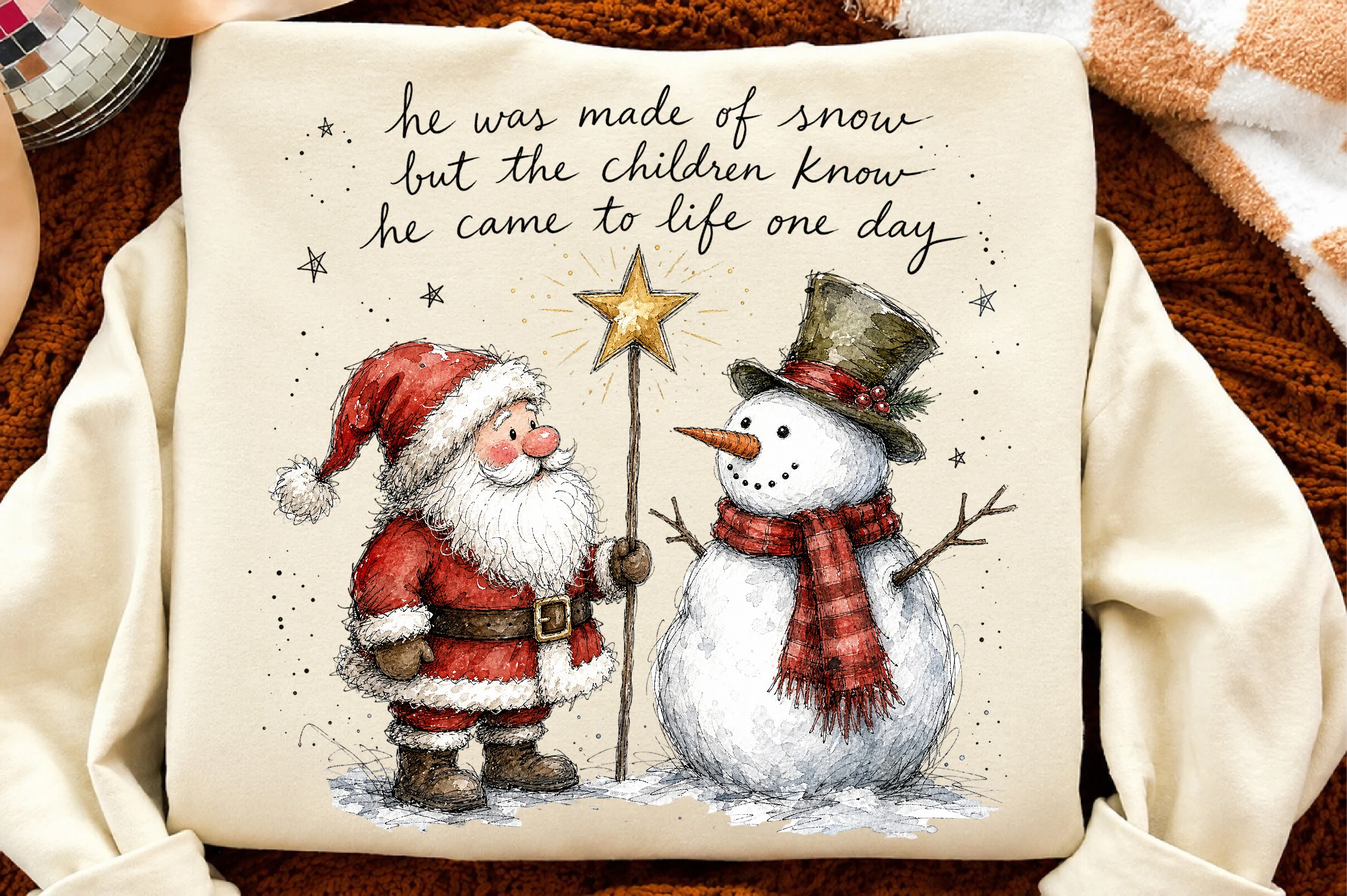 Christmas Snowman and Santa PNG preview showing Christmas motifs with composition