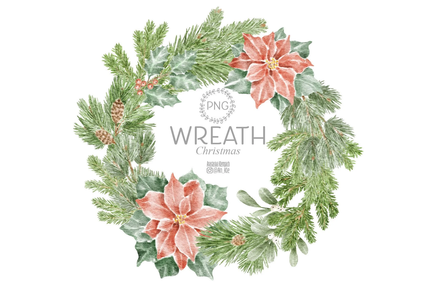 Christmas Wreath Png preview showing Christmas motifs with composition