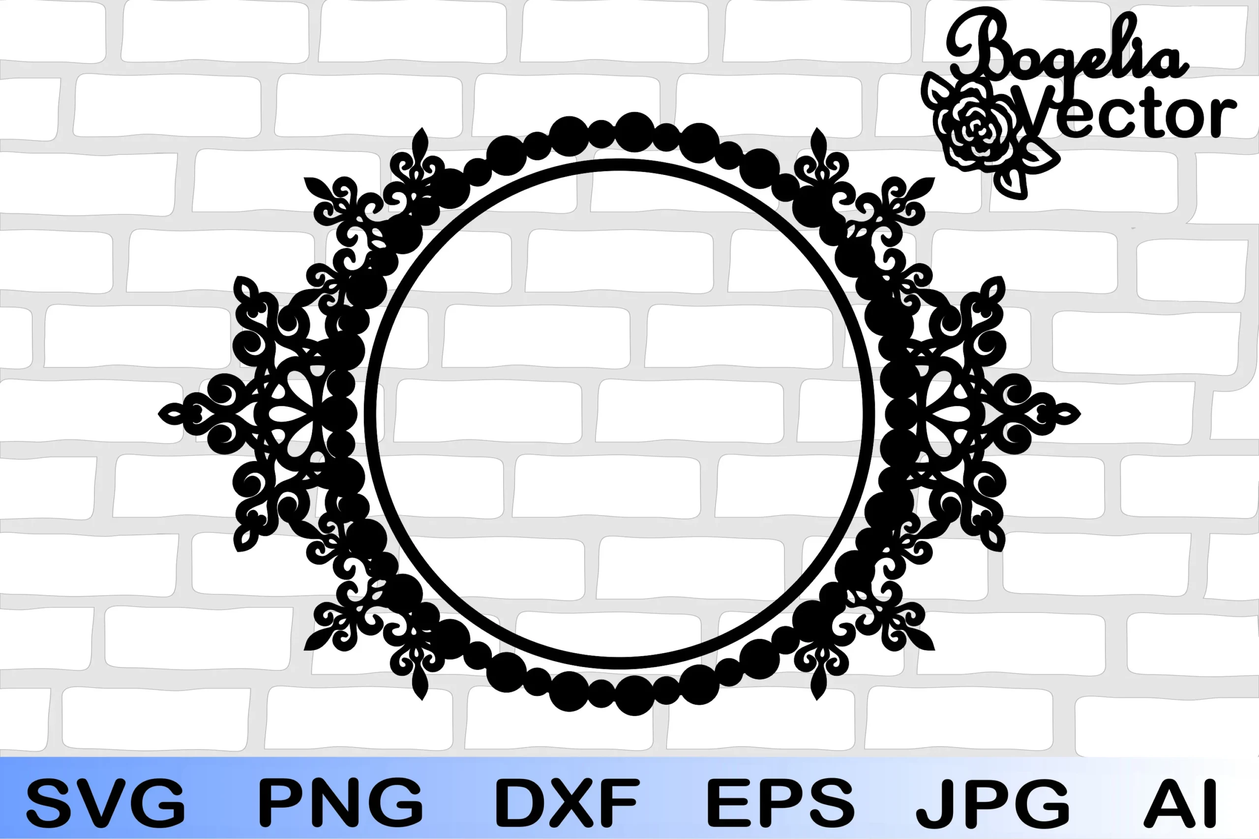 Christmas Wreath Snowflake monogram design preview