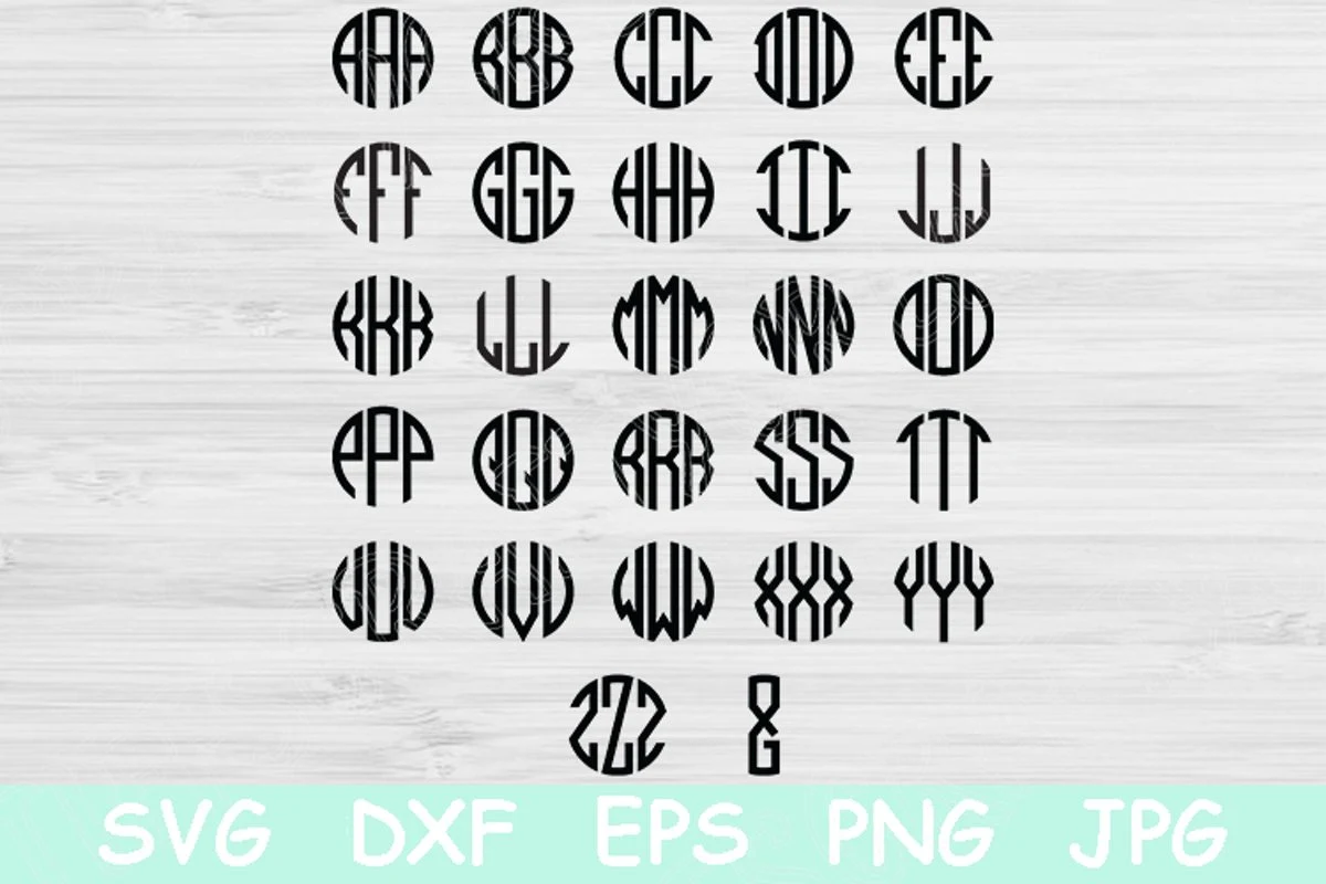 Circle Block Monogram Font featuring circular monogram frames and letters