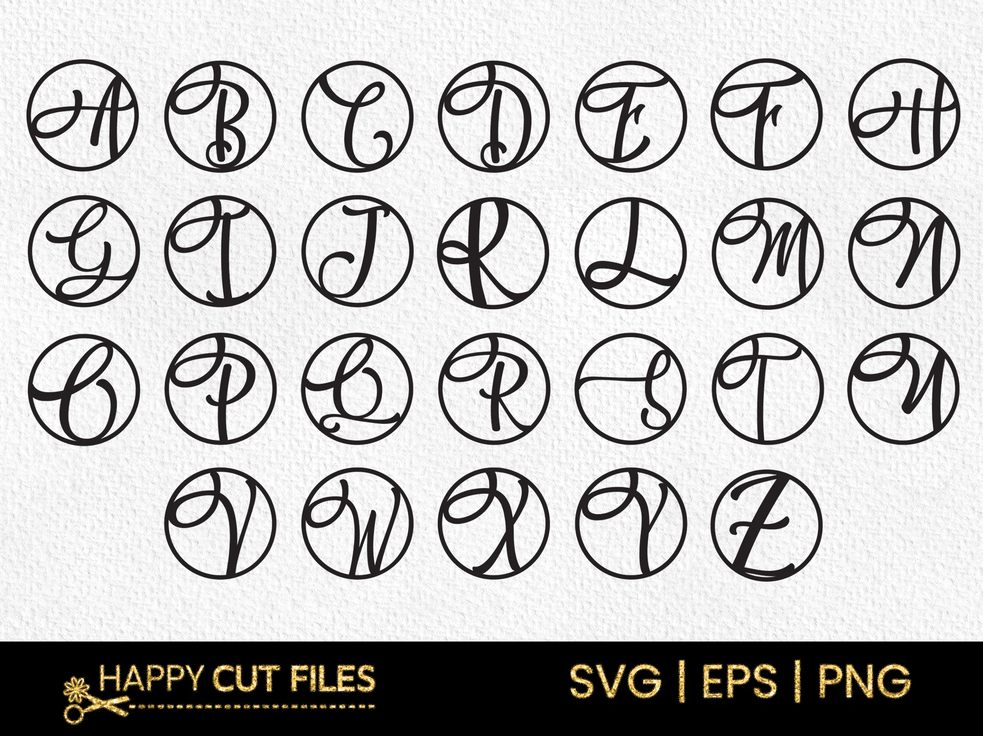Circle Font Alphabet Monogram Svg a-Z featuring alphabet letters and monogram