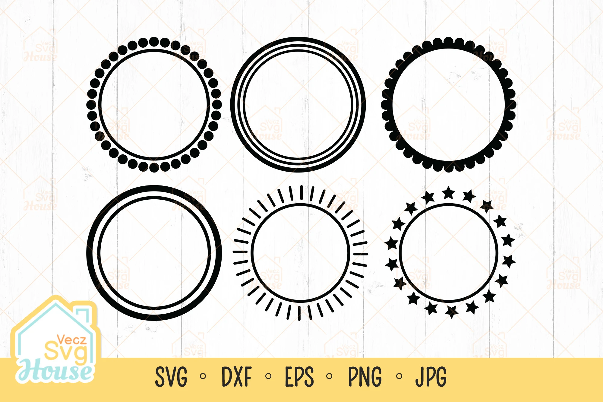 Circle Monogram Border Frame Svg featuring circular frames and borders