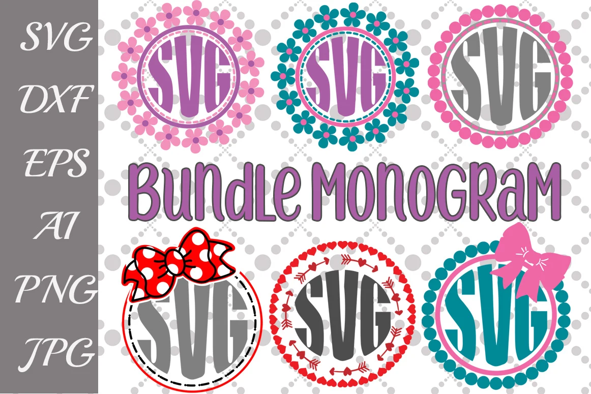 Circle Monogram Bundle featuring monogram frames and circular borders